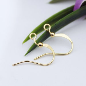 100PCS,Real Gold Plated Brass Ear Wire Ball Dot French Hooks Dangle Earring Hooks Ball French Hook Ear Wires Earrings Findings Components