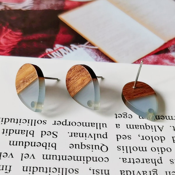 10 Stück Holz Ohrringe, Ohrringe Post, Tropfen Holz Ohrringe Ohrstecker,Diy Schmuck Zubehör Bastelzubehör