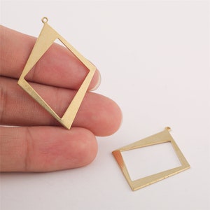 10pcs Raw Brass Diamond Charm, Earring Findings, Jewelry Making, Diy Material, Jewelry Supplies