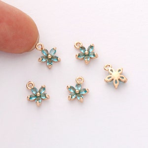 Gold Plated Flower Charm,Zircon Flower Pendant,Tiny cz Pave Flower, wholesale prices