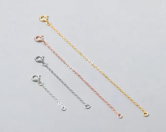 4 Stück Sterling Silber Kette Verlängerungen, Verlängerungsketten, 925 Silber Halskette Verlängerung, Armband-Extender, 30 MM-100 MM,