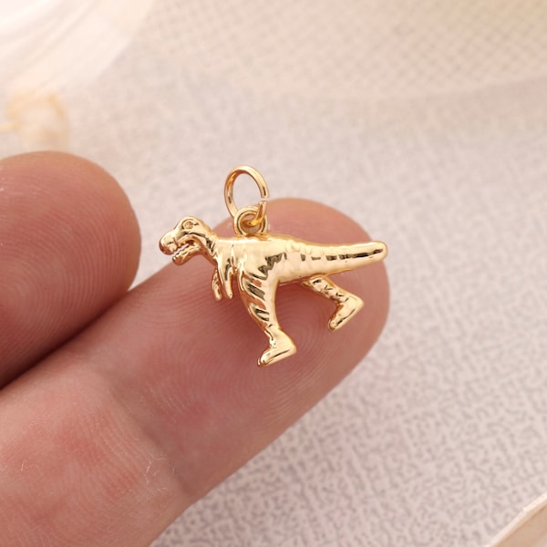 6pcs, High Quality Real Gold Plated Dinosaur Charm, Dinosaur Pendant, Animal, Insect, Nickel Free