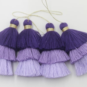 High Quality Large Cotton Tassels, Triple Cotton Tassels, Cotton Thread Tassels, Purple ombre Tassels,Stacked Cotton Tassels,Statement