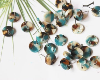10pcs 12mm Round Acetate Celluloid Earring Ear Stud Cellulose Acetate Colorful Charm Diy Jewelry Accessories Craft Supplies