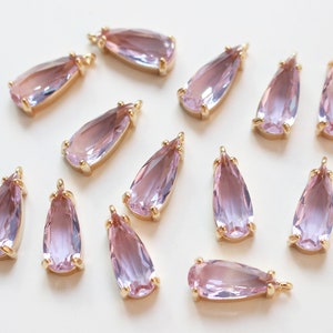 10pcs Light purple Glass Pendant Charm,Large Faceted Lucite beads,Teardrop Channel Charm,Bezel Gemstone, wholesale prices