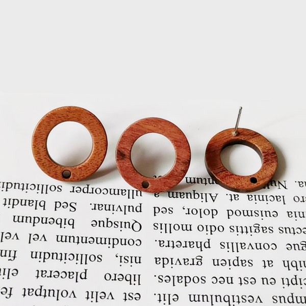 10pcs Round Circle Wood Earrings, Ear Wire, Earrings Post, Round Wood Earrings Studs,Diy Jewelry Accessories Craft Supplies