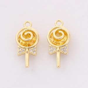 Thick Gold Color Candy Pendant, Minimalist Sweet Jewelry Charm, Candy Charm Bracelet Necklace for Necklace Earring Jewelry Making