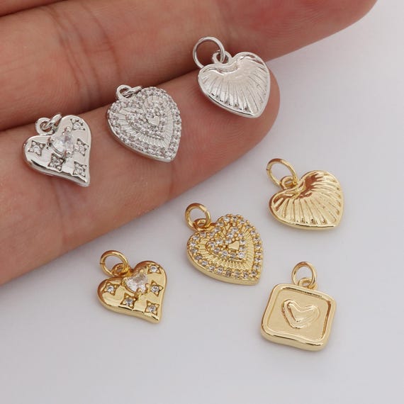 SUNNYCLUE 1 Caja De 100 Dijes De Corazón De Acero Inoxidable Con Forma De Corazón, Pequeños Colgantes De Doble Cara Para San Valentín, Día De La Madre, Para Hacer Joyas, Collares
