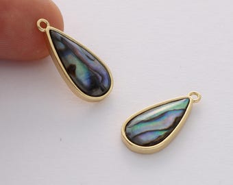4PCS Real Gold Plated Teardrop Shell Charm,Shell Drop, Shell Pendant, Jewelry Making Material, Quality Crafts Supplies, Earrings diy
