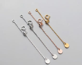 2 Stück Sterling Silber Kettenverlängerungen, Verlängerungsketten, 925 Silber Halsketten-Verlängerungskettchen, Armband-Verlängerungskettchen, 60 MM