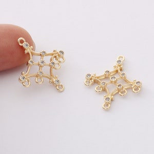 6pcs Real Gold Plated Diamond Charm, Zircon Diamond Connector, Dangle Charm,Jewelry Making, diy Material,Nickel Free ,Quality