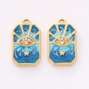 2PCS PVD 18K Gold Plated Tarot Pendant, Tarot Charm, Heart Pendant, Sun Pendant, Tarot Necklace, Suitable For Jewelry Making Supplies