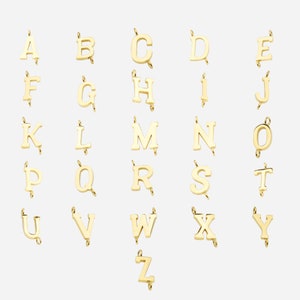 Encanto de letras de acero inoxidable de 5PCS, conector de letras, encanto inicial de oro, colgante de letras Vermeil, encantos iniciales de oro, A-Z, 8 * 10 mm