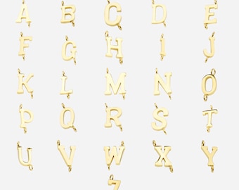 5PCS Stainless Steel Letter Charm,Letter Connector,Gold Initial Charm,Vermeil Letter Pendant,Gold Initial Charms,A-Z, 8*10mm
