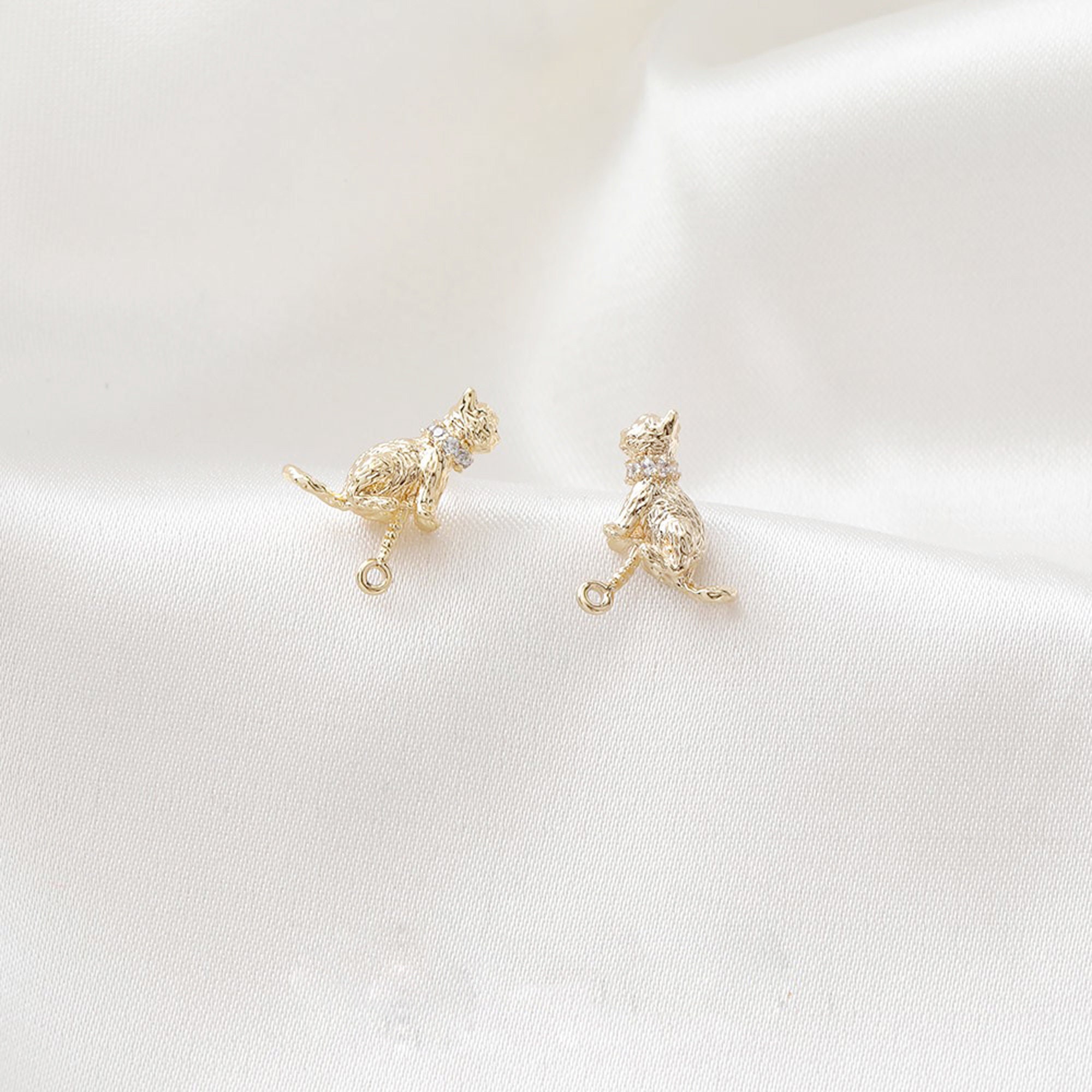 6pcs Real 18K Gold Plated Cat Earrings CZ PAVE Cat Post - Etsy