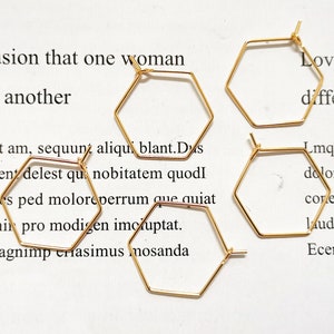 10PCS 24K Real Gold Plated Brass Hoop,Hexagon Dangle Earrings, Alien Ear Hoop, Circle Ear Hoop, Wine Glass Charm Hoops