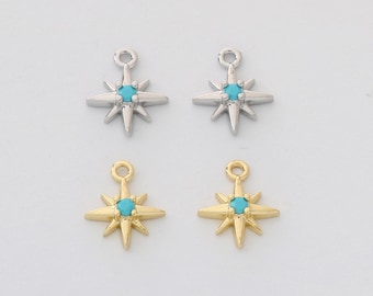6pcs Real 18K Gold Plated Star Charm,Gold Initial Charm,Vermeil Star Pendant,Tiny Gold Star Connector,cz pave star Charm