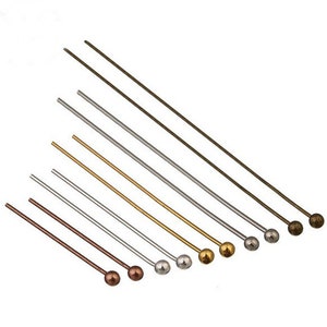 Bulk 200pcs. 20MM/25MM/30MM/40MM/50MM ball pin 25 gauge silver tone ball pin finding Bronze/copper/gunmetal/gold/silver/rhodium image 1