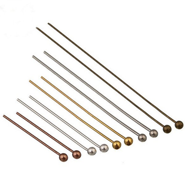 En vrac 200pcs. 20MM/25MM/30MM/40MM/50MM ball pin 25 gauge silver tone ball pin finding Bronze/copper/gunmetal/gold/silver/rhodium