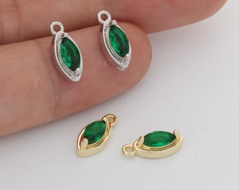 6pcs Real 18k Gold Plated Oval Zircon Charm,  CZ Pave Drop Pendant, Quality Jewelry Supply
