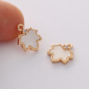 6stk vergoldet Ahorn Blätter Muschel Charm, Muschel Tropfen, Muschel Anhänger, Schmuckherstellung Material, Bastelbedarf, Ohrringe diy