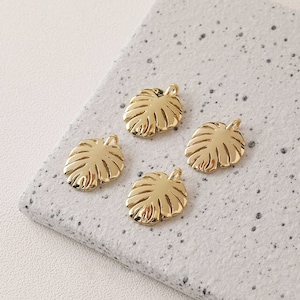6pcs High-quality Real Gold Plated Monstera Charm, Monstera Pendant Palm Leaf Pendant for Necklace Bracelet Component Supply , nickel-free