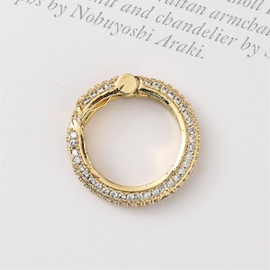 2pcs Real Gold Plated Spring Snap Fully CZ Micro Pave Round Carabiner Clasp, Round Extra Large Clasp, Connector Clasp, Round Lock