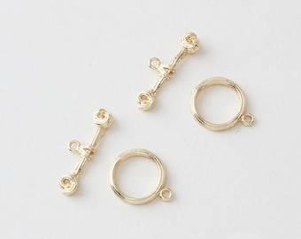 4set,Real Gold Plated Brass Toggle Clasp, Clasp Set, Large Clasp , Easy Close Clasp Connector for Bracelet/Necklace, Jewellery Clasps