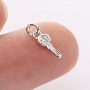 Nickel Free Real Gold Plated Brass Key Charm, Zircon Key Charm, CZ Pave Key Pendant, Tiny Key Charm,Accessories Jewelry Making