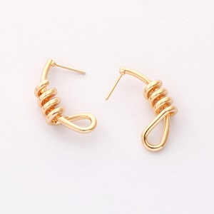 6pcs Real Gold Plated Bar earrings,Ear Stud, Metal Post Earrings,Designer jewelry Finding, Earring diy