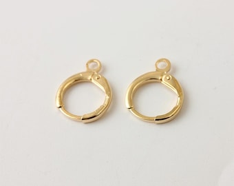 10pcs/50pcs Real Gold Plated Round Leverback Ear Wires,French Clip Earrings,Ear Hook,Minimalist,Earrings Attachment