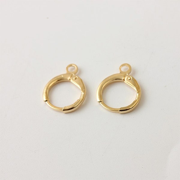 10pcs/50pcs Real Gold Plated Round Leverback Ear Wires, French Clip Earrings, Ear Hook, Minimalist, Orecchini Di attacco