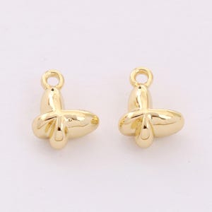 Real 14k Shiny Gold Butterfly Charms, Butterfly Pendant, Dainty Charms, Necklace Charm, Bracelet Charms, Gold Plated Findings