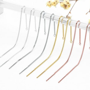 10PCS 925 Sterling Silver Threader Earring,Long Ear Thread Earring, Box Chain Earrings,Multiple Piercing,Minimal Earrings,Chain Earrings