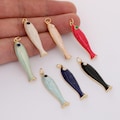 18k Gold Filled Luxury Colorful Enamel Fish Charm Pendant for Handmade Necklace Bracelet Jewelry Making 8x34mm Nickel-free and High Quality