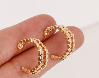 6PCS High Quality Real Gold Plated Brass Earring Posts, Earring Stud, Hoop Earrings, Huggie Earring, Earrings Accessories, Nickel-free