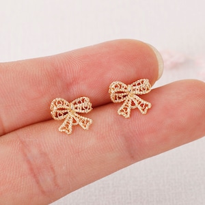 10PCS Real Gold Plated Bowknot Earrings,Bow Post Earrings, Earrings Stud, Jewelry Making Material, Crafts Supplies, Earrings diy
