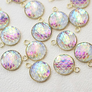 4pcs Round white Resin Druzy Cabochons,Mermaid Scale charm,12mm Mermaid Cabochons,Fish Scale Dragon Snake Skin Cabochons