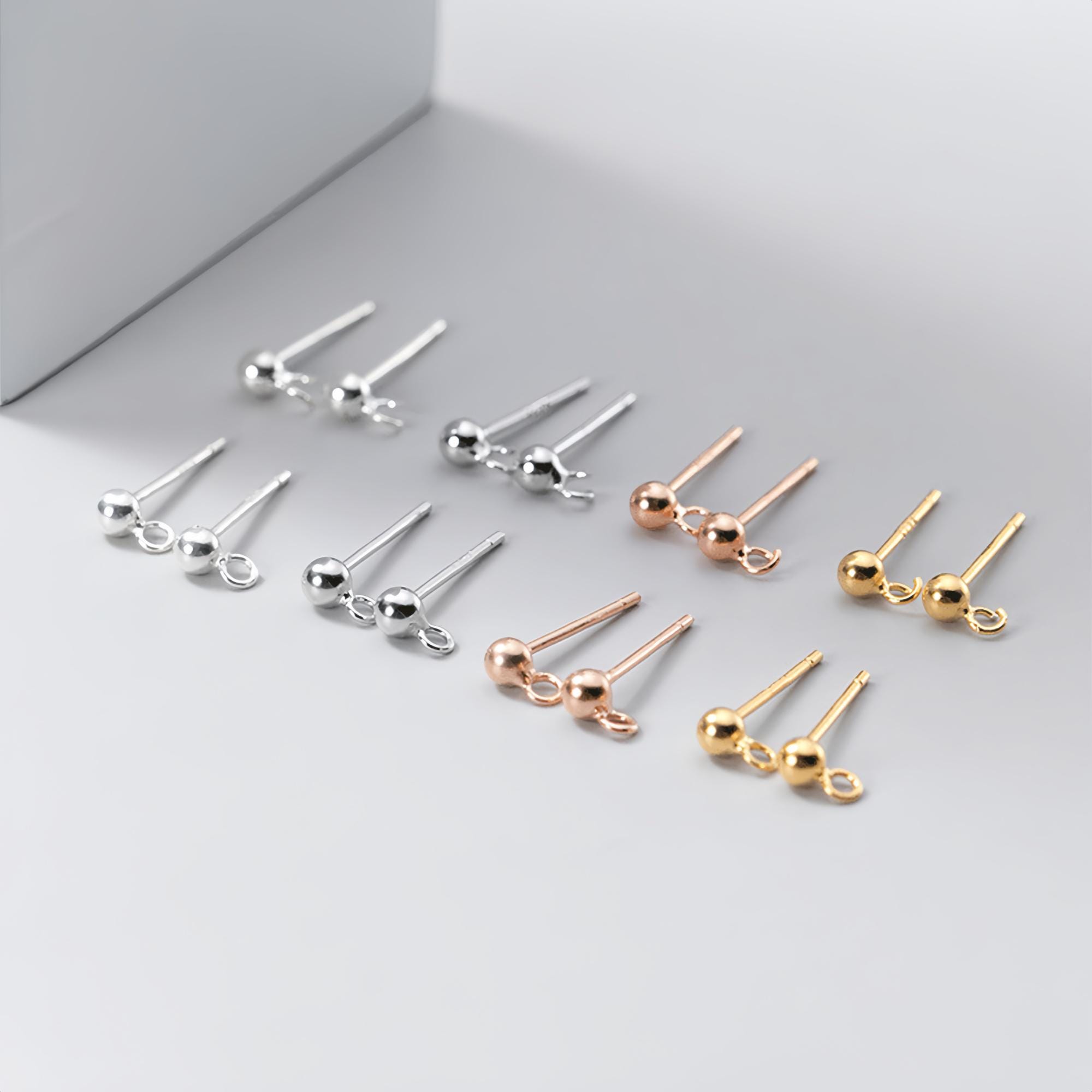 2 pièces Boucles d'oreilles boule en argent sterling, Puces d'oreilles boules, Boucles d'oreilles boules d'or, Boucles d'oreilles boules d'or, Boucles