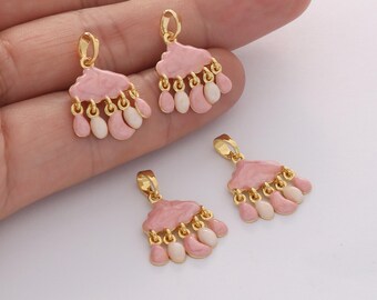 2pcs Real Gold Plated Enamel Rain Clouds Charm Rainy weather Pendant For Necklace/Earring Jewelry Making DIY Materials Quality