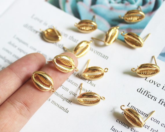 Cowrie shell earrings sale gold