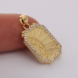 Gold Square Star Charms,Gold Filled Starburst Pendant,North Star Charm Bracelet Necklace for DIY Jewelry Making Supply