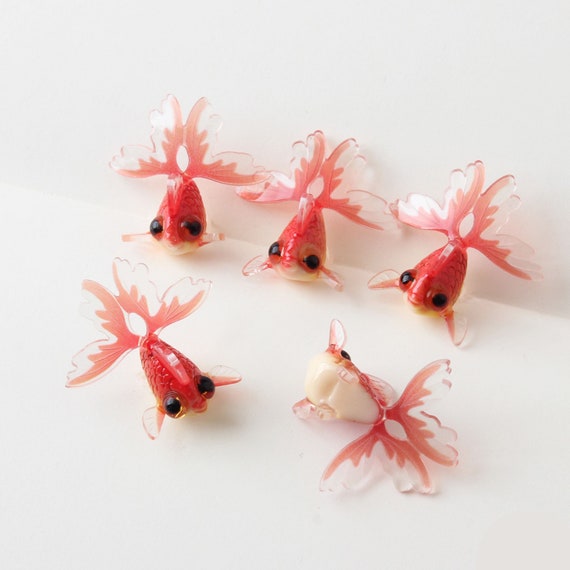 6pcs Goldfish Charm Resin 3D Goldfish Pendant 