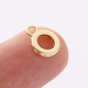 Gold Bail Charm Holder Spacer,18K Gold Filled With Loop Round Bead Spacer Bracelet Necklace for DIY Jewelry Making Supply
