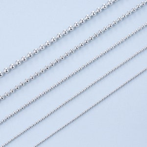 3pcs S925 Ball Chain Necklace With Round Clasp,Replace Necklace, Platinum chain, 16inch/18inch