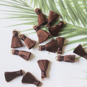 10pcs brown silk tassels,tiny silk tassels,2cm silky thread tassels,mini tassels,tassels charm for jewelry making,Wholesale tassels