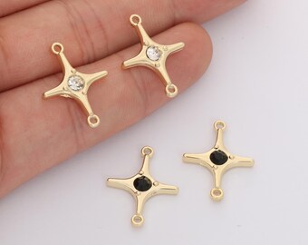 10pcs Alloy Star Charm, Gold Cross Pendant, Tiny Star Connector,Link,Jewelry Accessories,Earrings Making