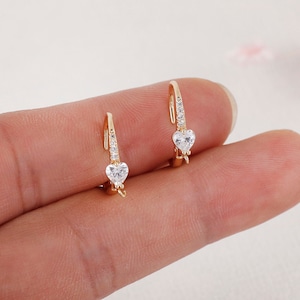 6 stks Echt Vergulde CZ Pave Oval Earring, Leverback Ear Hooks, Leverback Ear Wires, Earring Components Wire Hooks, Oorbellen Finding