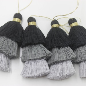High Quality Large Cotton Tassels, Triple Cotton Tassels, Cotton Thread Tassels,Black ombre Tassels, Stacked Cotton Tassels,Statement