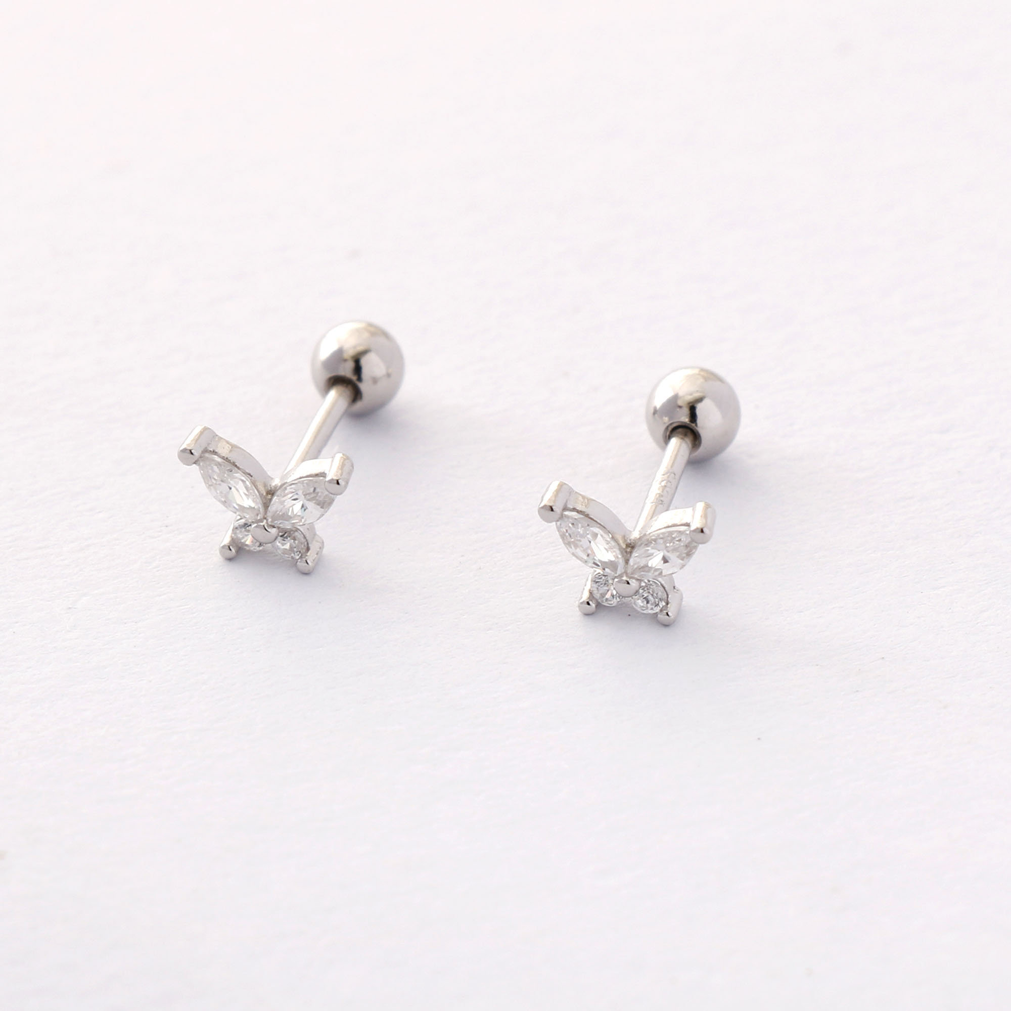 2pcs 925 Sterling Silver Butterfly Earrings, Tiny Mini